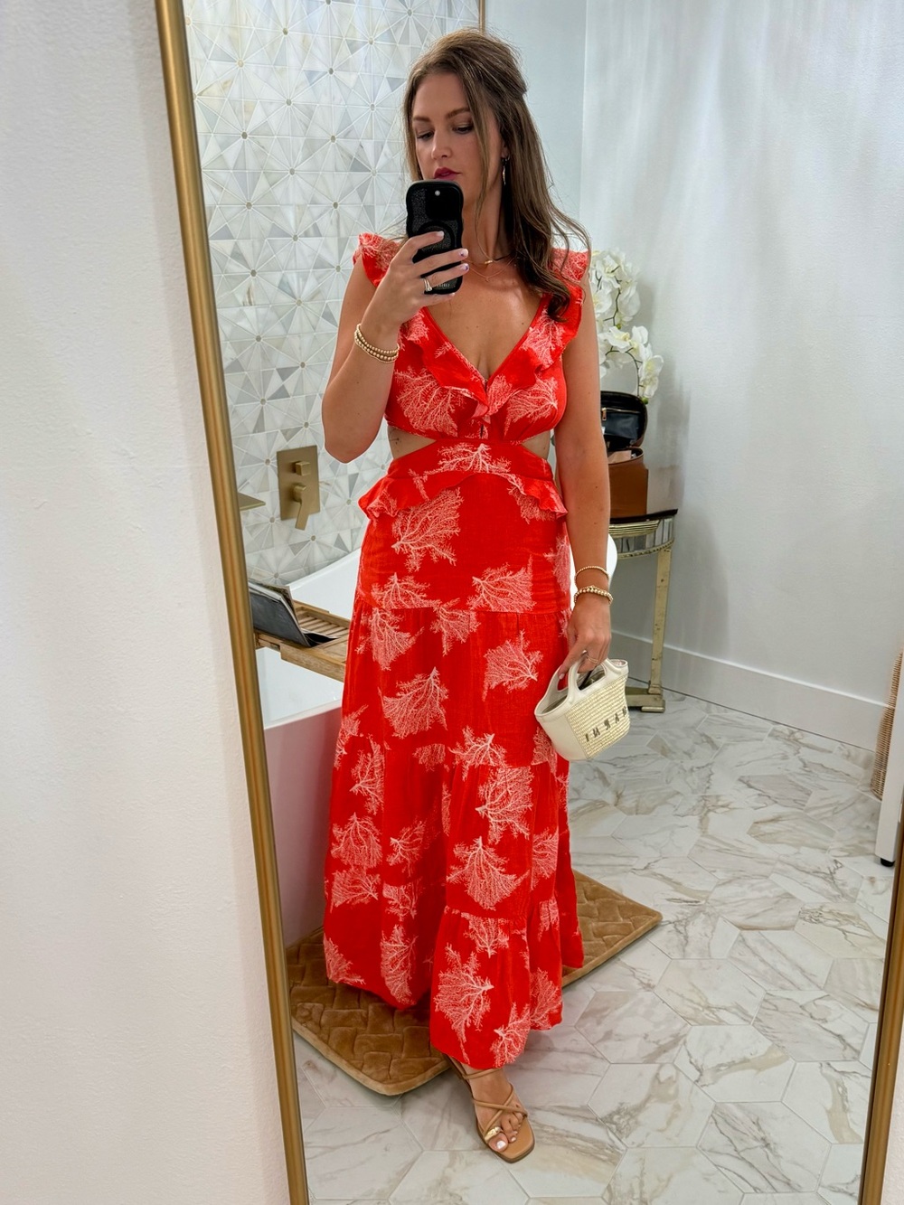Marigot Print Maxi Dress in Tangerine Coral
KARINA GRIMALDI